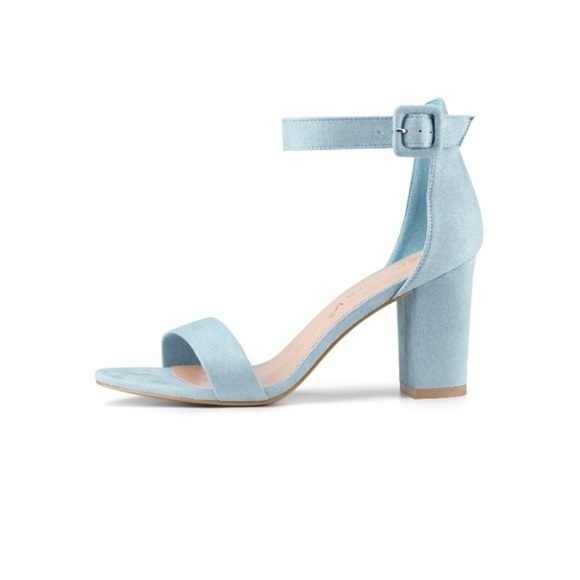 Sky Blue Chunky Heel Ankle Strap Open Toe Heels Size 6 - Picture 5 of 5